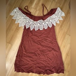 LSPACE Terracotta open shoulder dress